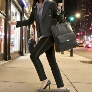 CAbi Black Stretch Knit Ponte Style #991 Ribbon Tuxedo Pants - Size 4